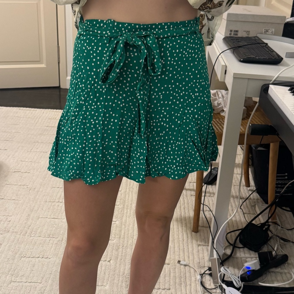 Zara Green Polka Dot Mini Skirt